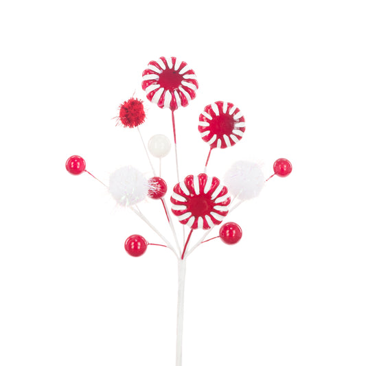 Berry Pom Pom Pick Red White 23Cm