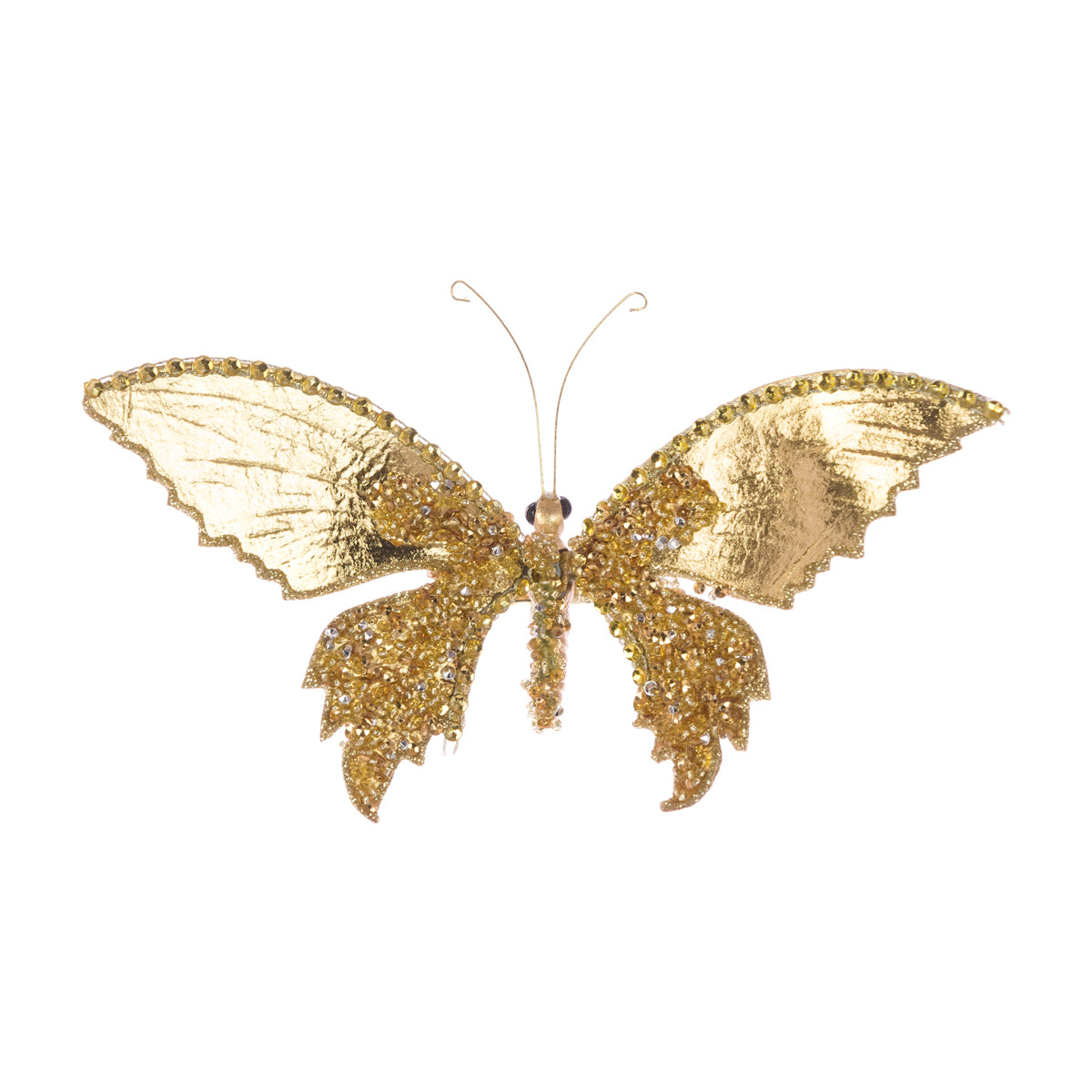 Beaded Butterfly Clip Gold 10Cm