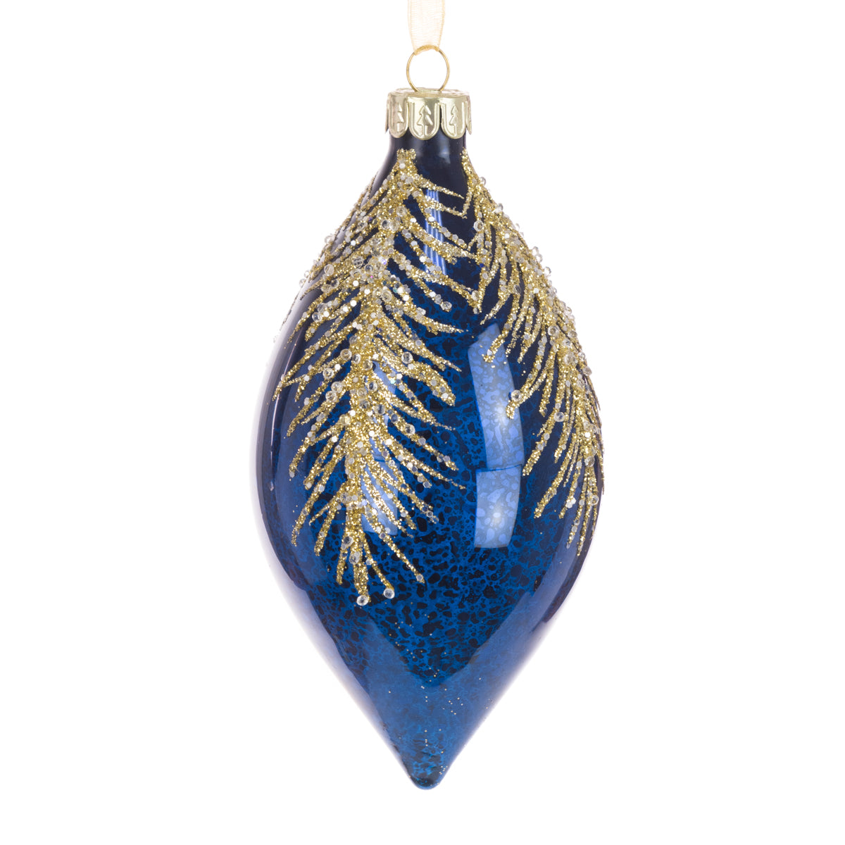 Glass Lexena Finial Blue Gold 12Cm