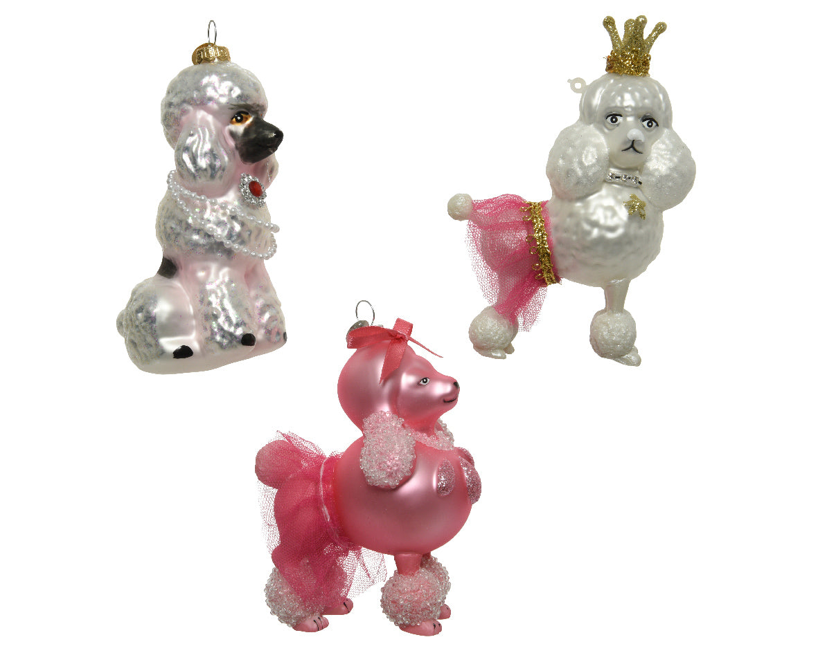 Glass Dogs Diamond Glitter 13cm 3 Mix