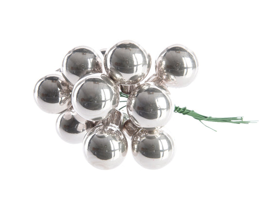 Baubles on a Wire. Shiny Silver 2Cm.