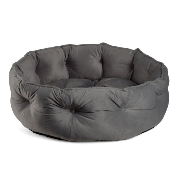 Button Tufted Donut Bed Slate