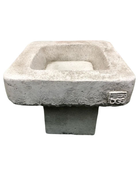 Low Square Bird Bath - Stone