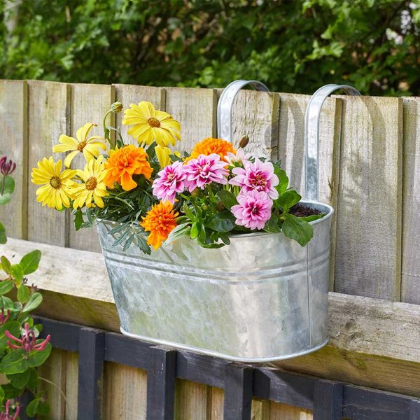 12inch Fence Balcony Planter Galvanised