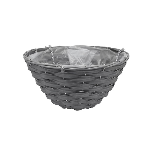 14Inch Faux Hanging Basket Grey