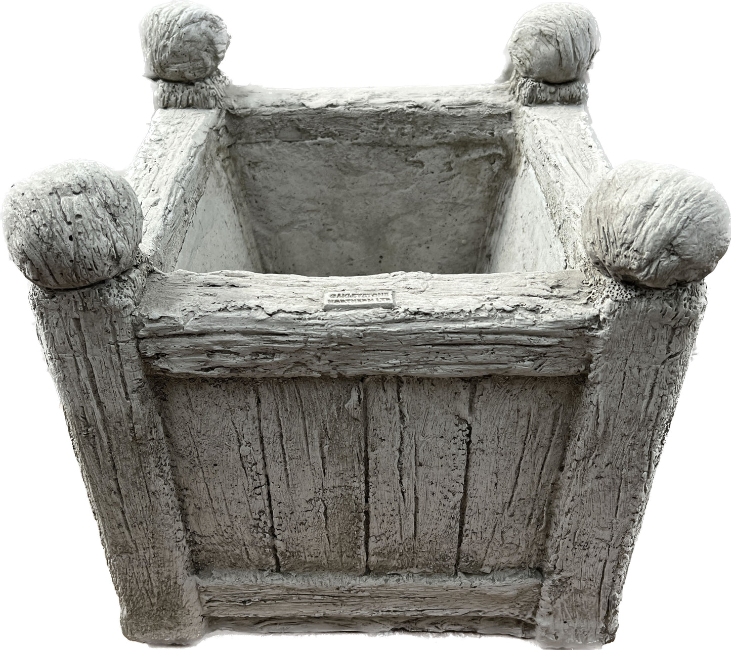 Square Wood Planter - Stone