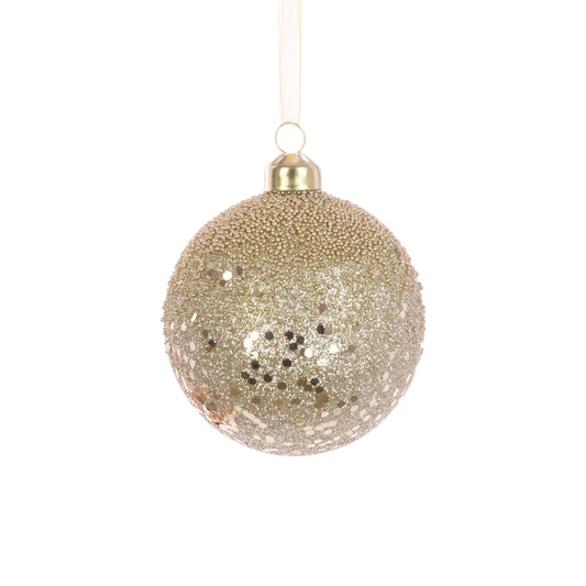 Glass Jamie Bauble Gold 8Cm