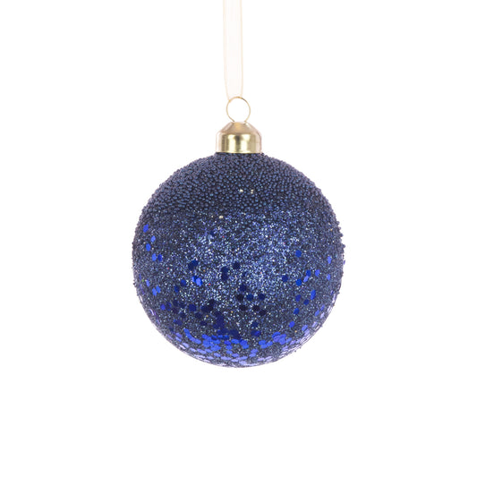 Glass Jamie Bauble Dark Blue 8Cm