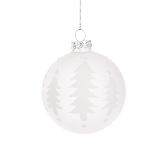 Glass Ada Bauble White 8Cm