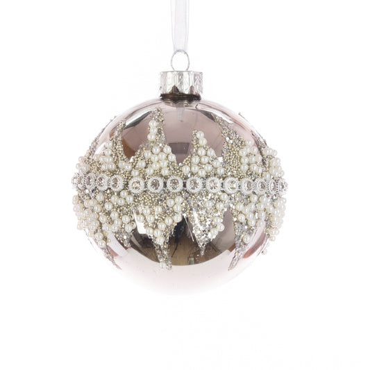 Glass Abbyjean Bauble Grey 8Cm