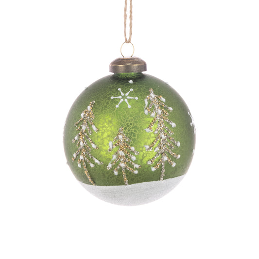 Glass Blythe Bauble Green White 8Cm