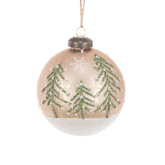 Glass Blythe Bauble Gold White 8Cm