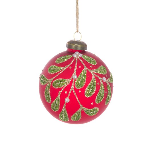 Glass Hailey Bauble Red 8Cm