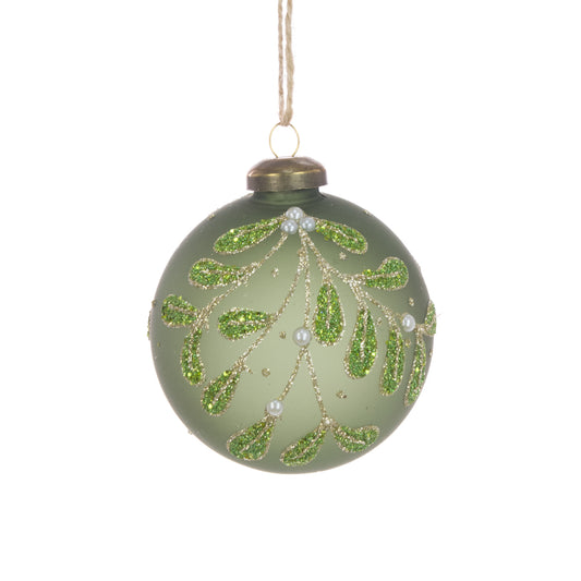 Glass Hailey Bauble Green 8Cm