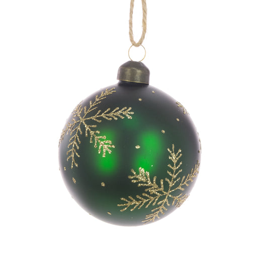 Glass Myla Bauble Green Gold 8Cm