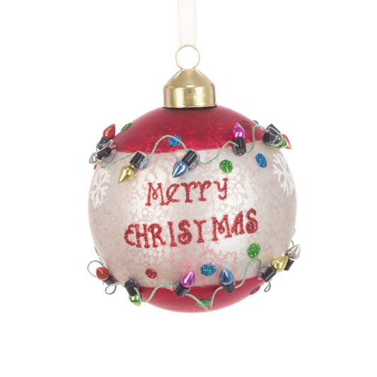 Glass Merry Christmas Bauble 8Cm