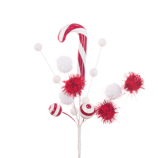 Candy Cane Pick Red White 28Cm