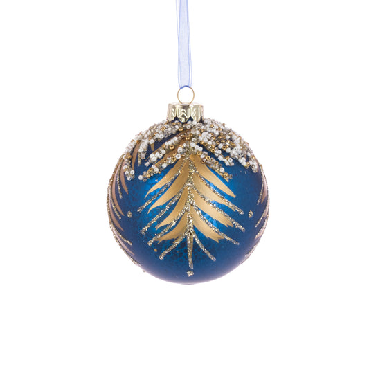 Glass Kayla Bauble Blue 8Cm