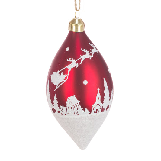 Glass Edyth Finial Red White 12Cm