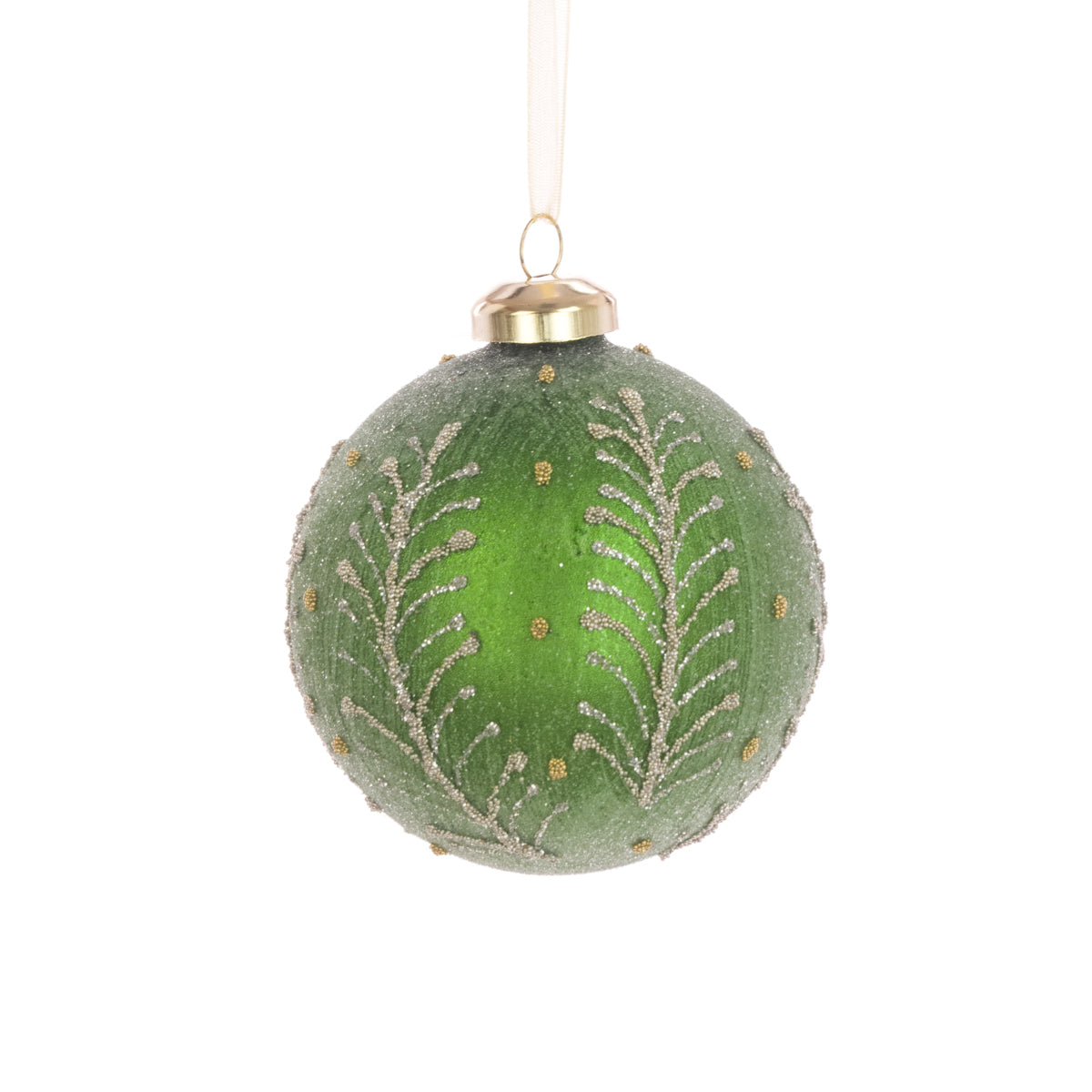 Glass Saylor Bauble Green 8Cm