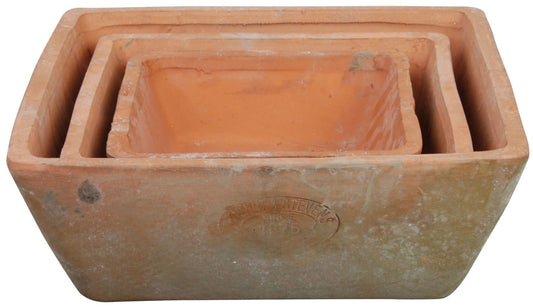 Square Aged Terracotta Pot Small