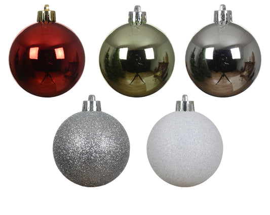 Bauble Nordic Red White 6Cm 30Pk