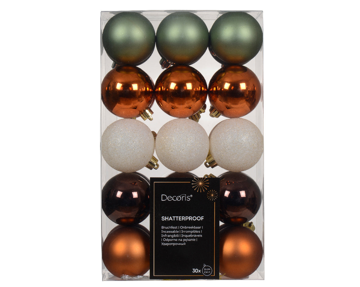 Bauble Browns Mix 6Cm 30Pk