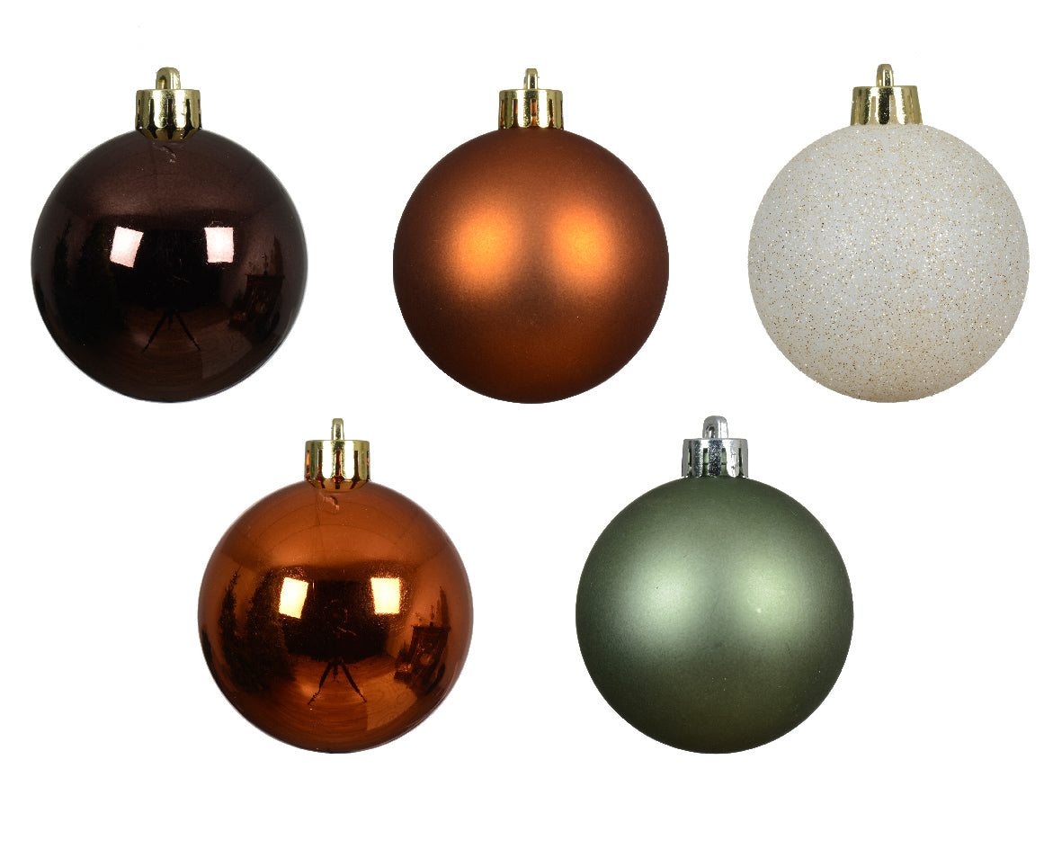 Bauble Browns Mix 6Cm 30Pk