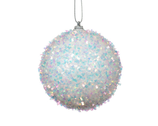 Bauble Sequins Winter White 8Cm