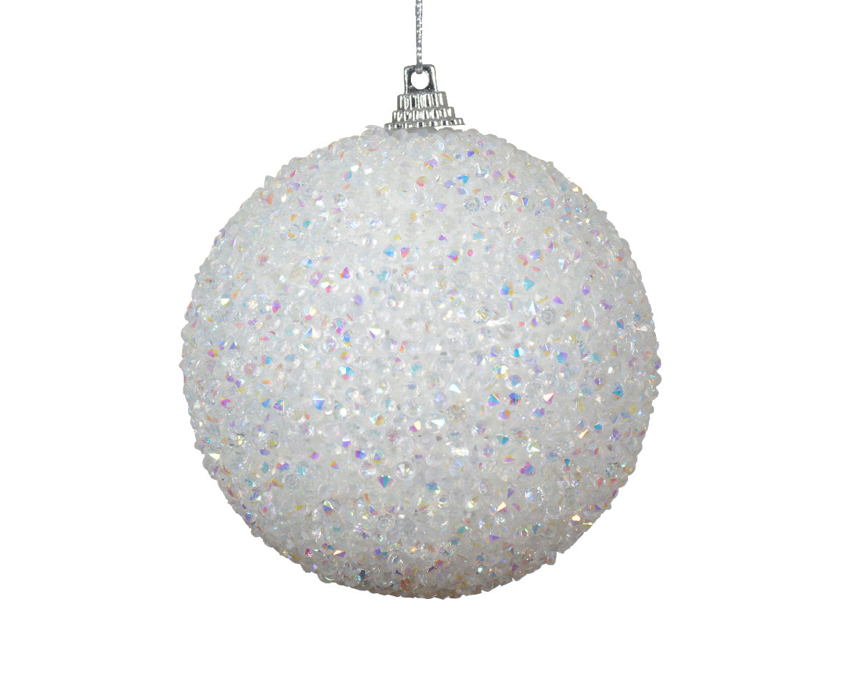 Bauble Sequins Winter White 8Cm