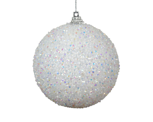 Bauble Sequins Winter White 8Cm