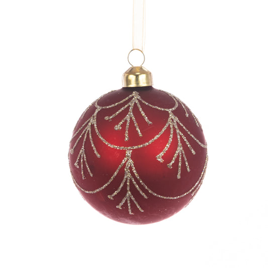 Glass Anika Bauble Dark Red 8Cm