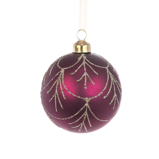 Glass Anika Bauble Plum 8Cm