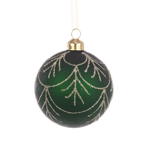 Glass Anika Bauble Green 8Cm