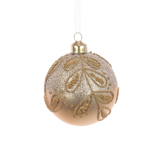 Glass Kacie Bauble Gold 8Cm