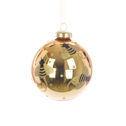 Glass Bee Bauble Gold 8Cm