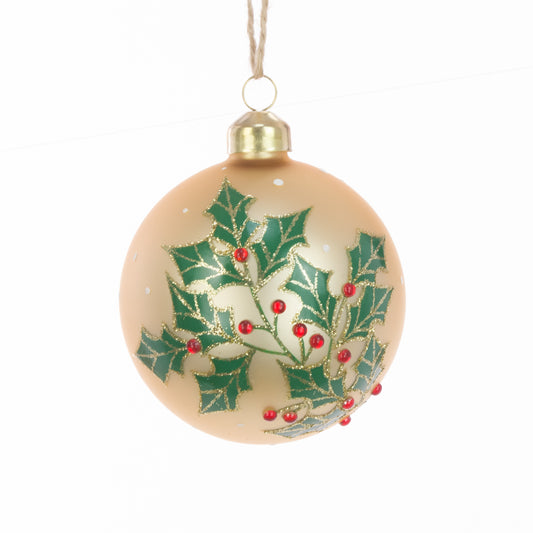 Glass Faye Bauble Gold 8Cm