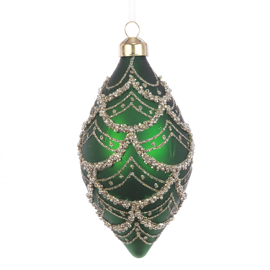 Glass Tallula Finial Green Gold 12Cm