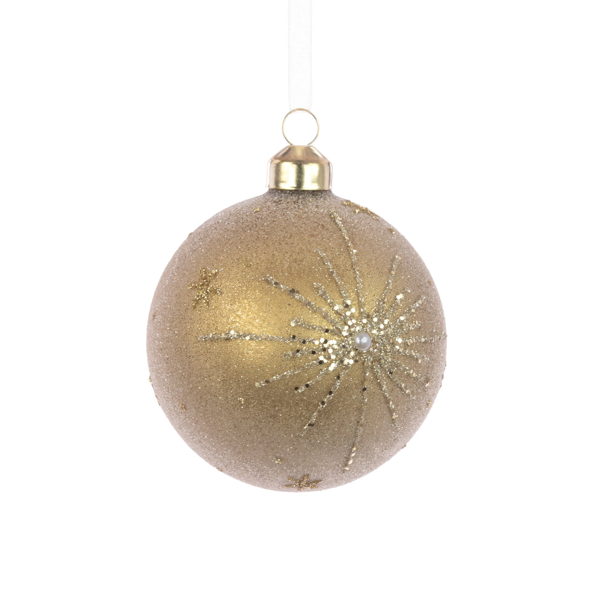 Glass Violet Bauble Gold 8Cm