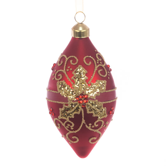 Glass Amelia Finial Dark Red Gold 12Cm