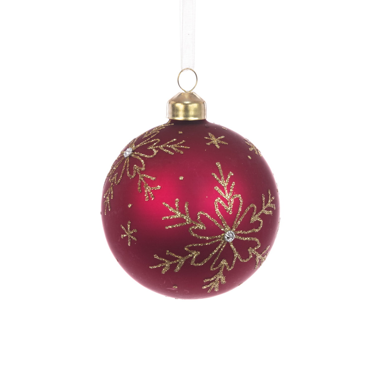 Glass Abigail Bauble Red Gold 8Cm