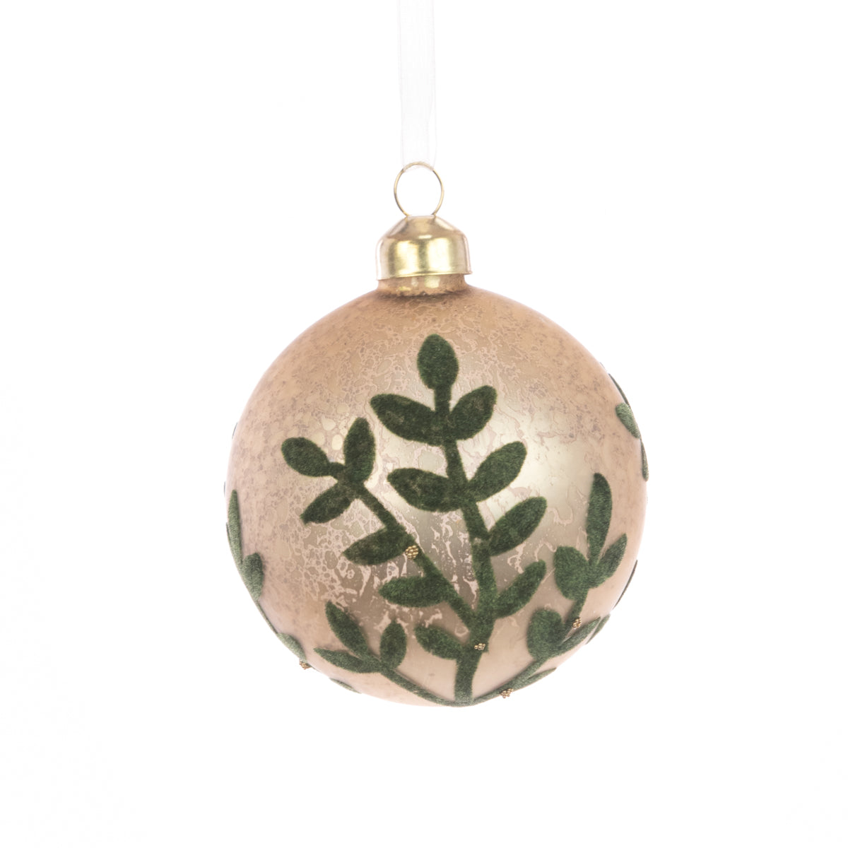 Glass Nayla Bauble Gold Green 8Cm