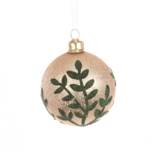 Glass Nayla Bauble Gold Green 8Cm