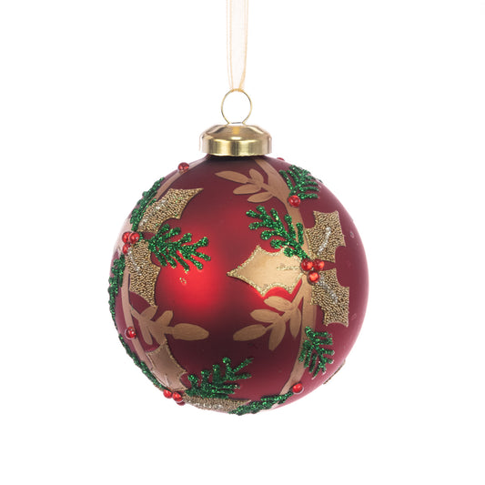 Glass Evina Bauble Red Gold 8Cm