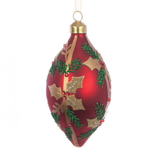 Glass Evina Finial Red Gold 12Cm