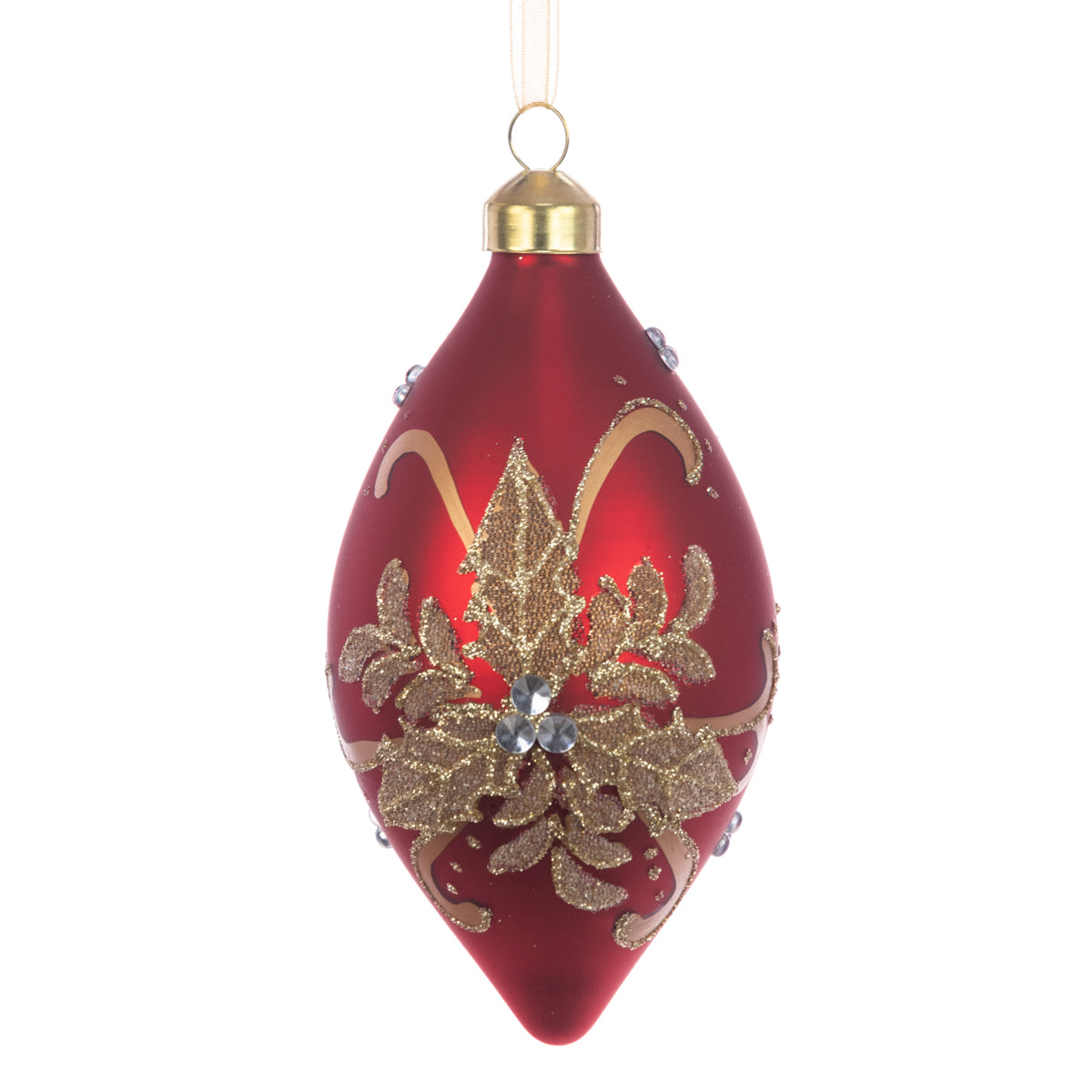 Glass Hollina Finial Red Gold 12Cm