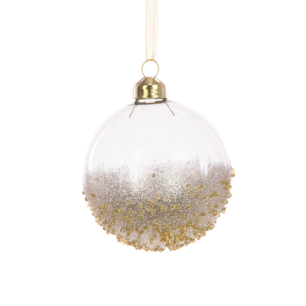 Glass Fiona Bauble Clear Champagne 8Cm