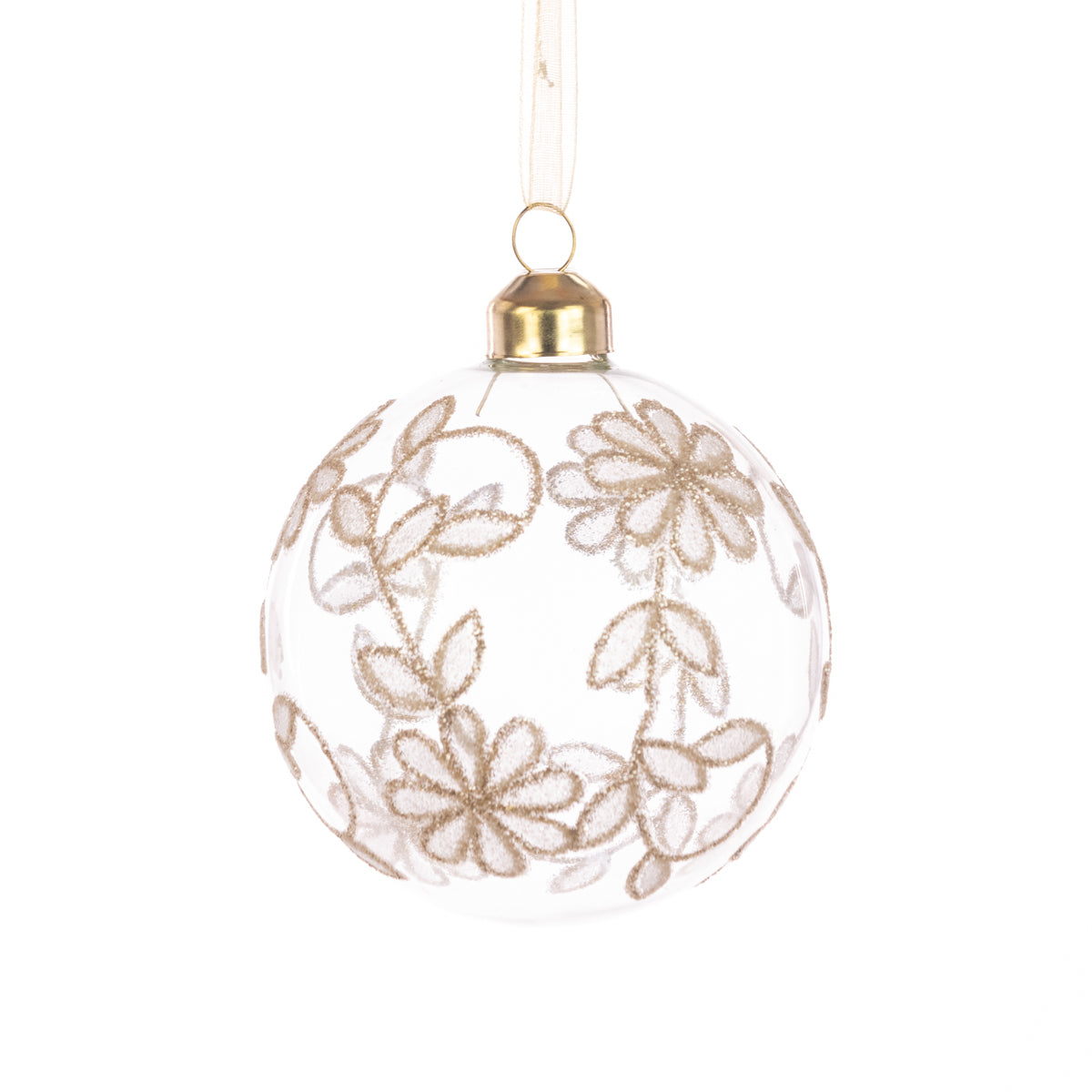 Glass Henrietta Bauble Clear Champ 8Cm