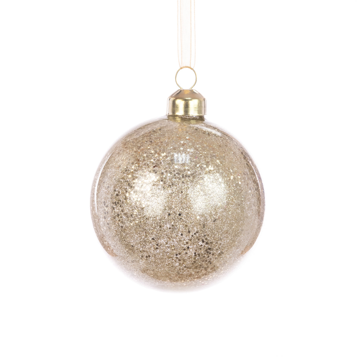 Glass Candace Bauble Champagne 8Cm