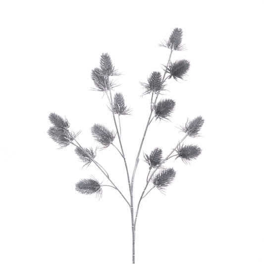 Metallic Thistle Spray Silver 66Cm